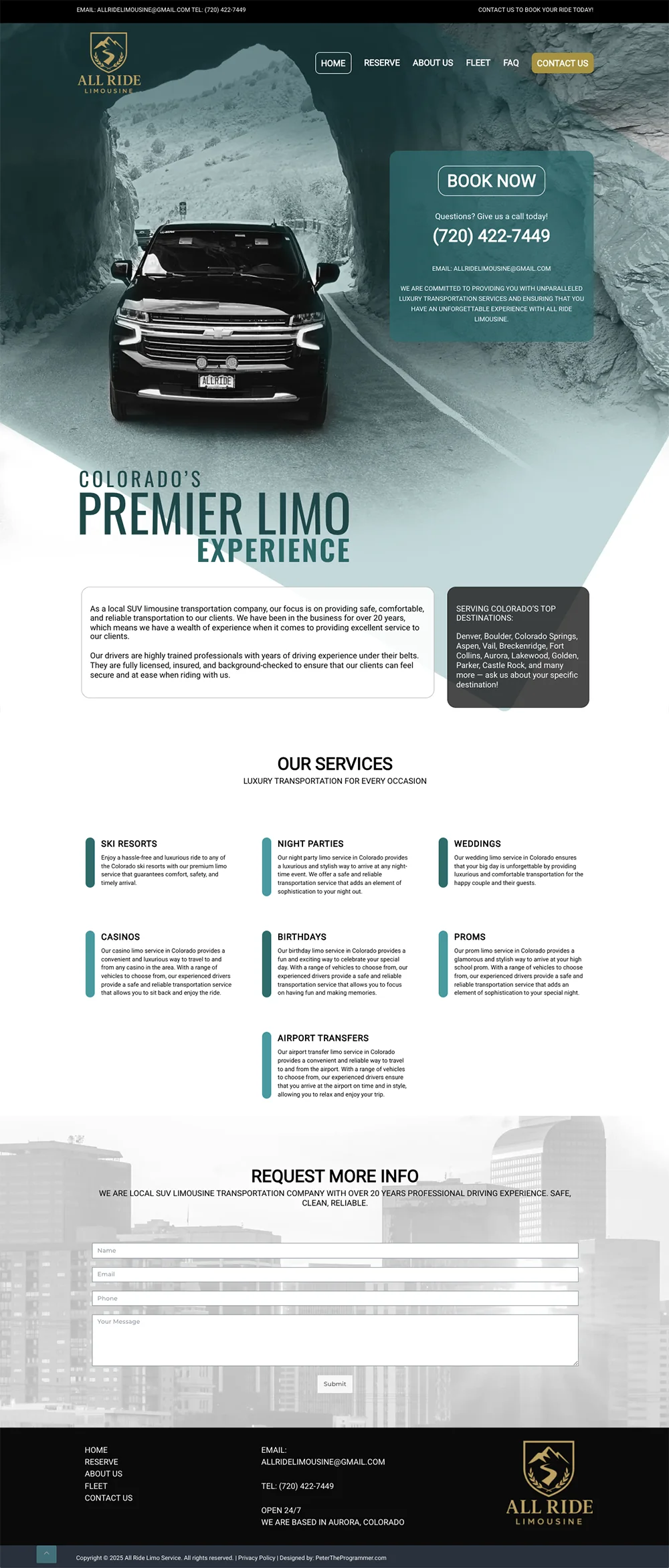 All Ride Limousine Colorado Website